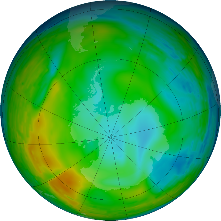 Antarctic ozone map for 20 July 1993